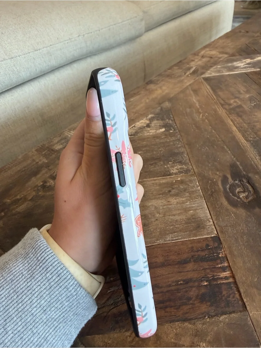 iphone 14 Christmas/Holiday White Phone Case with Red and Green Pattern